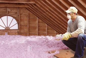 Greene Solutions, Blowing in insulation in attic, OH